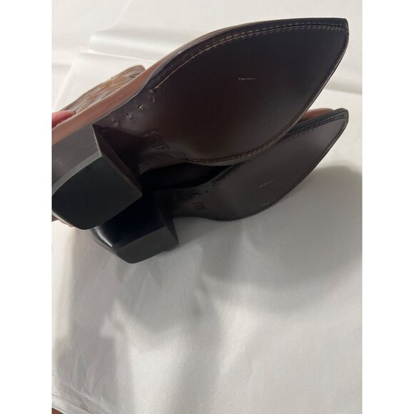 Frye Shane Western Short Boots Brown Leather Size 8 New With Box - Picture 11 of 13
